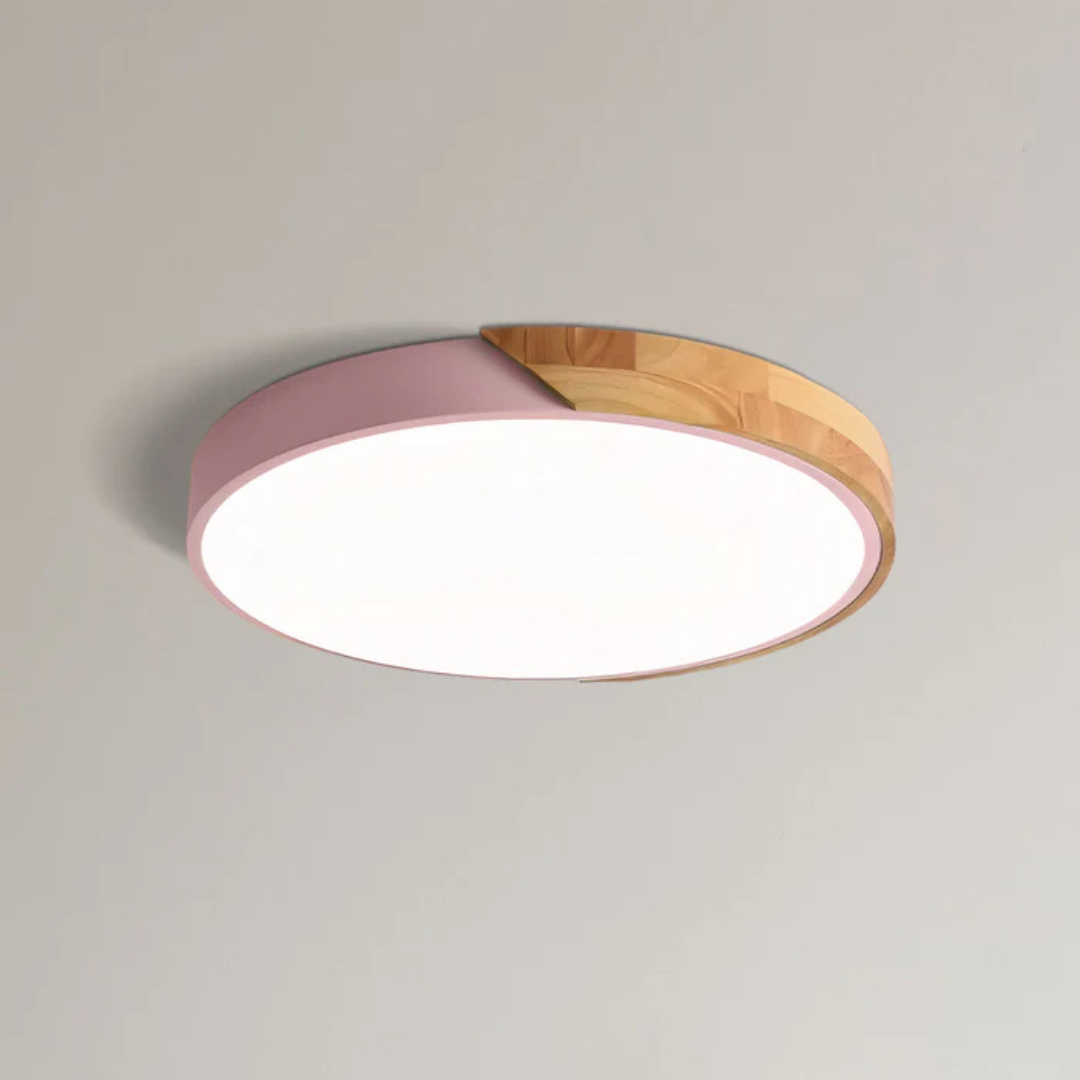 Wooden Flush Mount LED Light Fixture 3000K Soft White for Bedroom Living Room Hallway Minimalist Nordic Style Modern Recessed Low Profile Ac