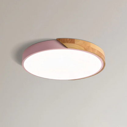 Wooden Flush Mount LED Light Fixture 3000K Soft White for Bedroom Living Room Hallway Minimalist Nordic Style Modern Recessed Low Profile Ac