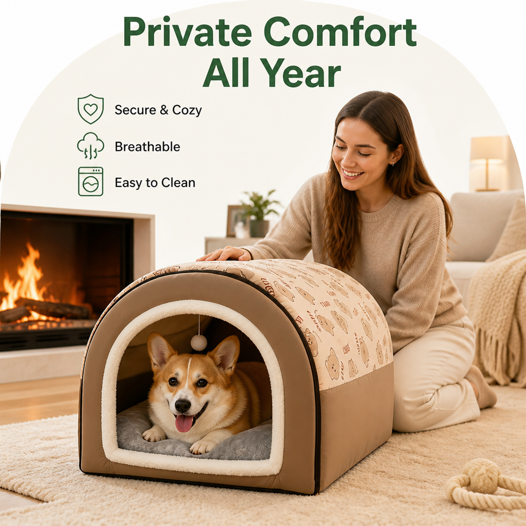 Ortekor Ultra-Large Semi-Enclosed Dog House (Removable & Washable)