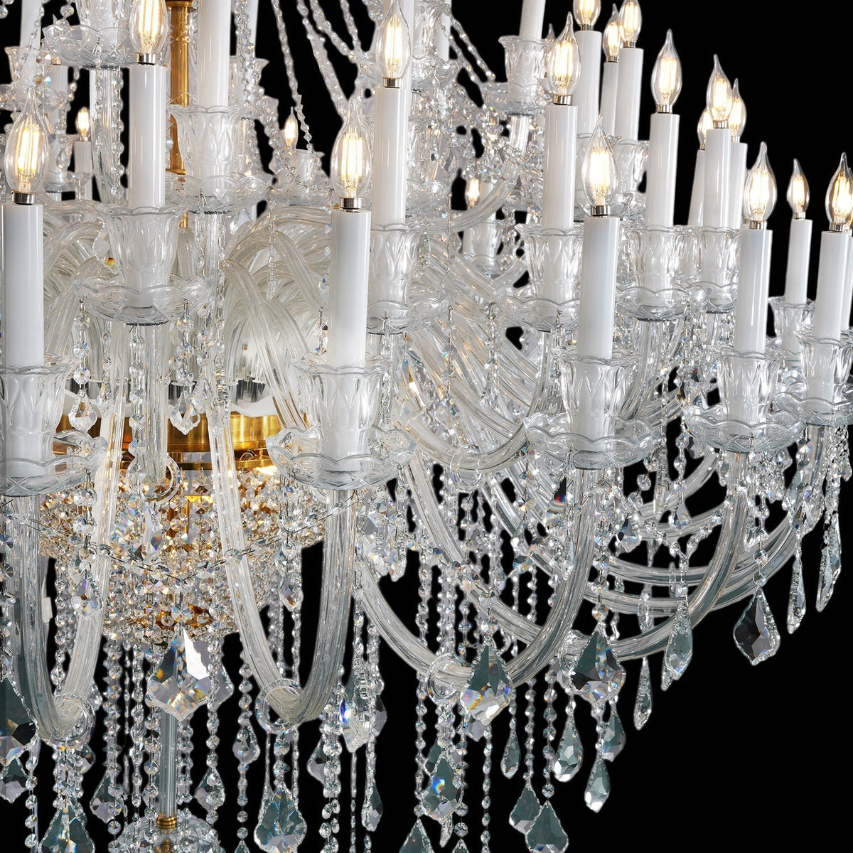 Grand Tiered Crystal Chandelier 35-90 Bulbs Dimmable LED Foyer Statement Lighting for High Ceilings Entryway Staircase Hotel Lobby