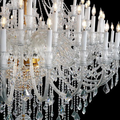 Grand Tiered Crystal Chandelier 35-90 Bulbs Dimmable LED Foyer Statement Lighting for High Ceilings Entryway Staircase Hotel Lobby