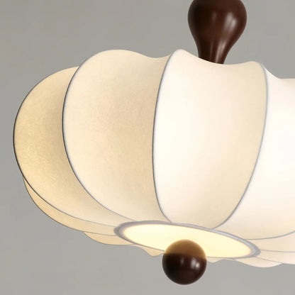 Fabric Drum Pendant Ceiling Light with Wood Accent for Dining Room and Kitchen Island – Soft White Pleated Shade, Modern Minimalist Drop Fix
