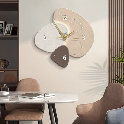 Sculptural Beige Timepiece Silent Sweep Hand Textured Face Modern Nordic Home Bedroom Study Office Hallway Feature Wall Minimalist Japandi Q