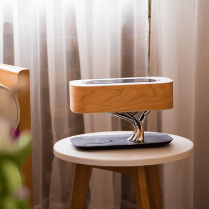 Wireless Charging Table Lamp with Bluetooth Speaker for Bedroom Nightstand Office Desk Living Room Modern LED Accent Light