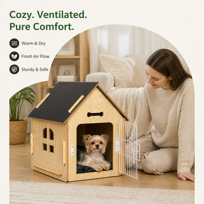 Ortekor Elevated Wood & Ventilated Pet House (For Small Dogs & Cats)