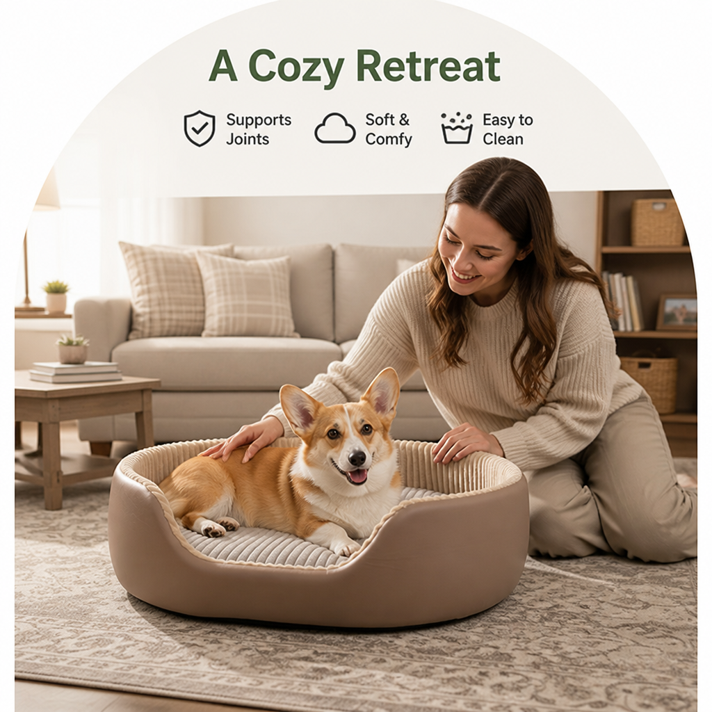 Ortekor Orthopedic High-Density Sponge Dog Bed (Removable Washable Cover)