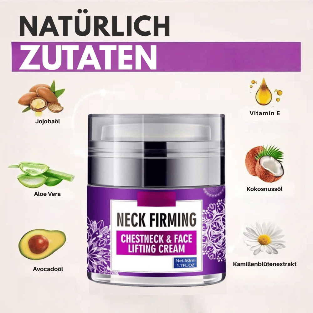 Firming Neck Cream with Hyaluronic Acid & Vitamin E for Smoother, Tighter Skin on Neck & Décolleté | Anti-Aging Moisturizer for Women