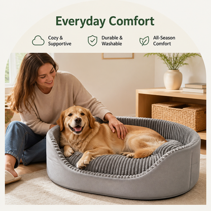 Ortekor Washable Double-Sided All-Season Dog Bed (Detachable Mat)
