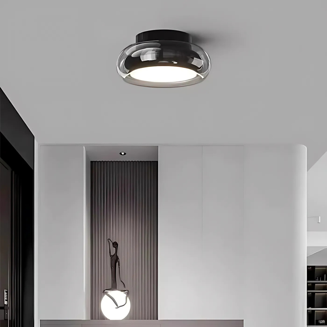 Lámpara de techo LED de montaje empotrado 24W con vidrio ámbar para habitaciones pequeñas y pasillos, luz cálida, lámpara de techo de estilo vintage para dormitorio y entrada