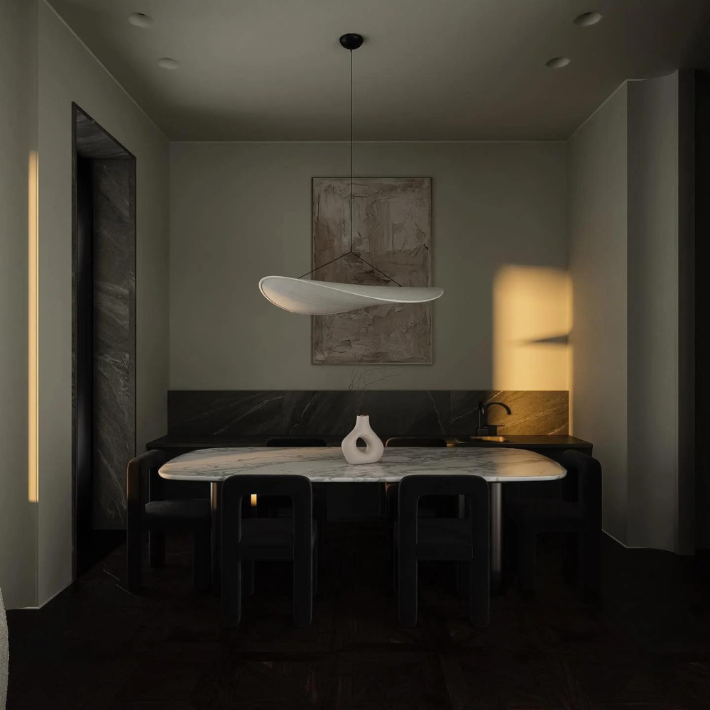 Woven Silk Shade Hanging Lamp White 16-31 in Adjustable Cord Warm Ambient Glow for Dining Room Bedroom Living Room Modern Minimalist Ceiling