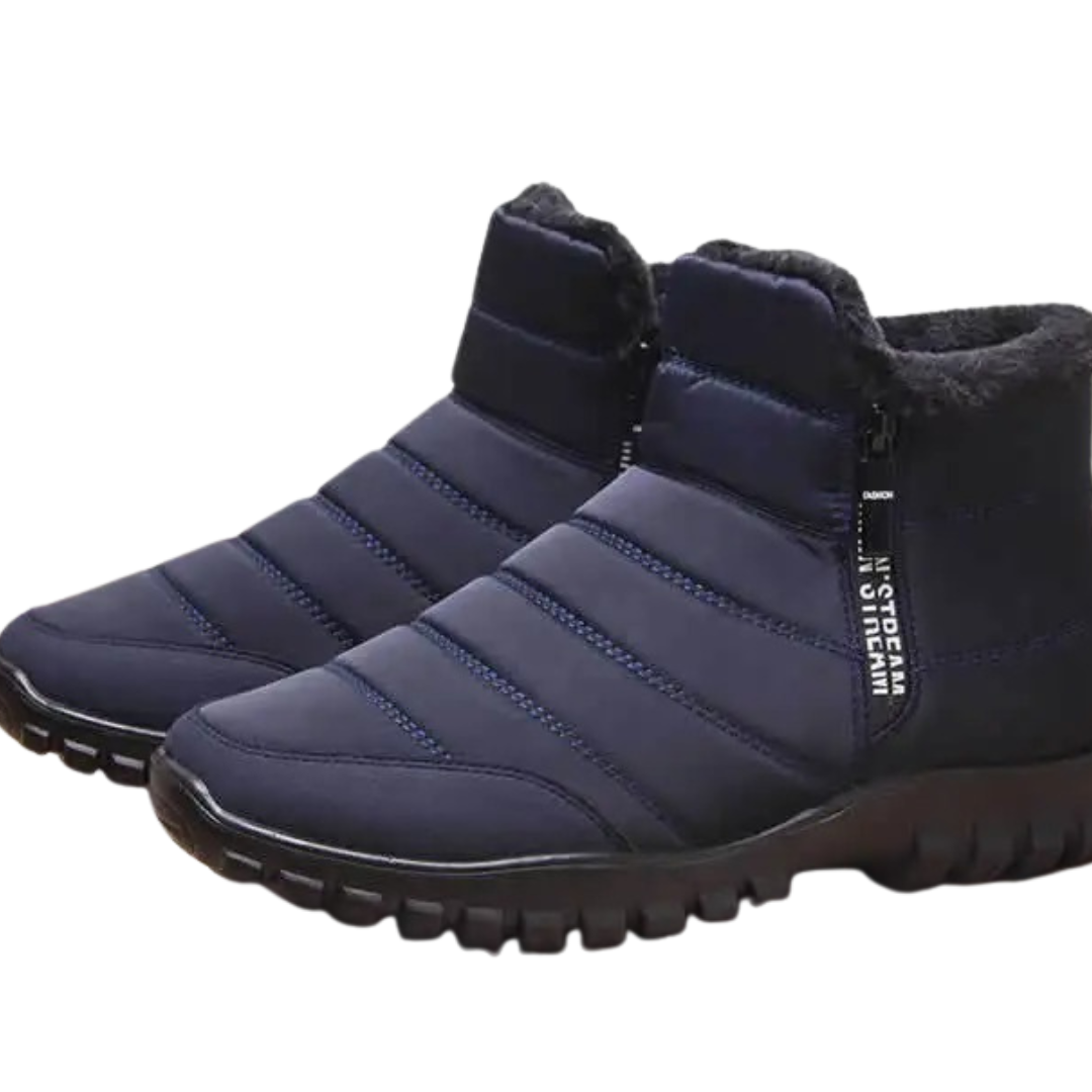Men's Waterproof Winter Boots with Side Zipper – Insulated Snow Boots for Cold Weather