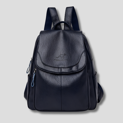 Women's Textured Leather Backpack with Security Features for Work, Travel & Daily Use
