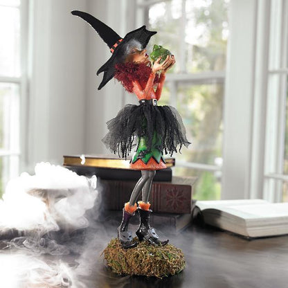 Handcrafted Resin Witch Figurine for Halloween Decor | Mystical Table Accent Sculpture | Gothic Home Centerpiece | Vintage Spooky