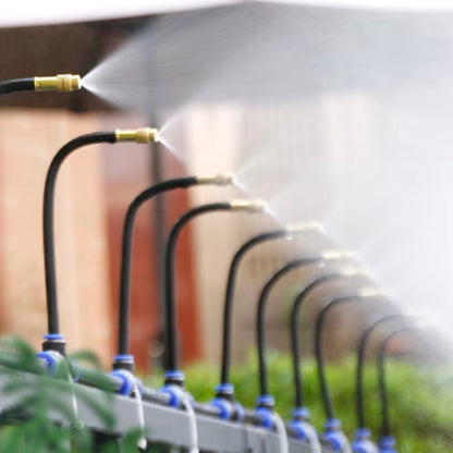 Garden Watering System 0.3 in Hose with Adjustable Brass Spray Nozzles for Patios Balconies Raised Beds Greenhouses