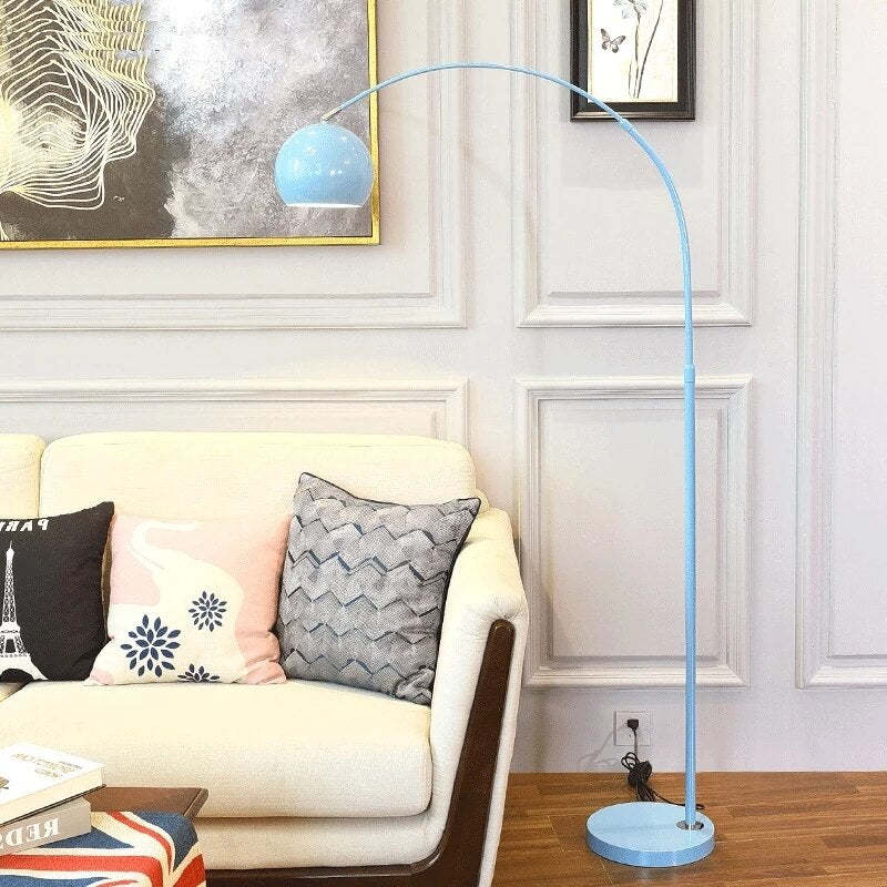 Arched Metal Floor Lamp with Globe Shade for Reading & Living Rooms – Yellow – 70 in Tall – E27 Socket with Foot Switch