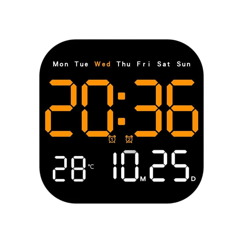 Desktop Alarm Clock with Remote Control, Temperature Display & Adjustable Brightness for Bedroom, Office