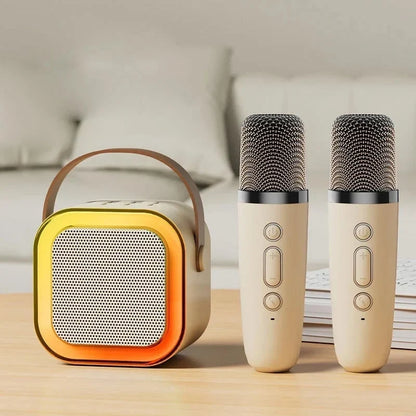 Máquina de karaoke infantil Bluetooth con dos micrófonos inalámbricos