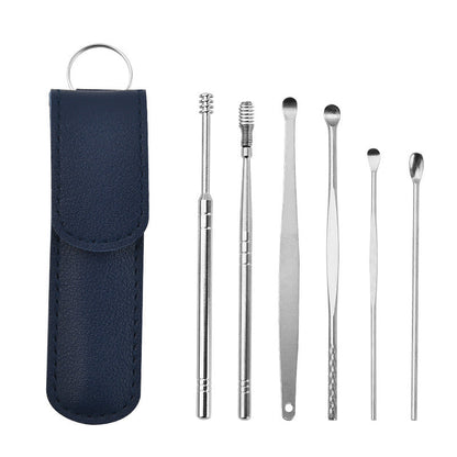 Stainless Steel Ear Cleaning Tool Set 6-Piece Reusable Earwax Removal Tools with Storage Case for Adults Kids Safe Effective Ear Hygiene