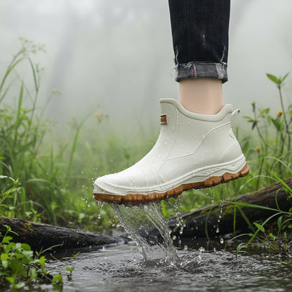 Waterproof Ankle Rain Boots with Slip-Resistant Tread for Mud, Camping & Fishing