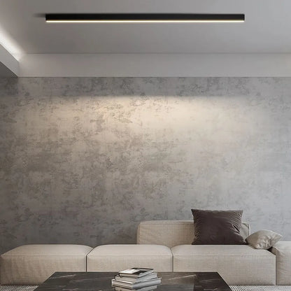 Modern Linear Black LED Flush Mount Ceiling Light Dimmable 24-47 Inch Metal for Kitchen Living Room