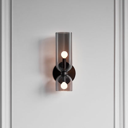 Aplique de pared de vidrio con cableado directo, casquillo E12 para dormitorios, salas de estar, pasillos, lámpara de acento para interiores, iluminación de pared cilíndrica moderna, 110-