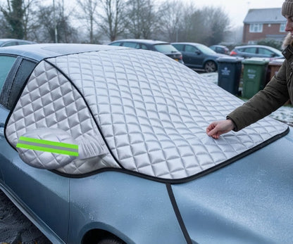 Ortekor FrostGuard Pro | Protector de parabrisas anticongelante de 5 capas con fijación magnética | Protección para todas las estaciones contra el hielo y los rayos UV