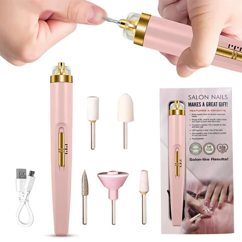 Nail Care Pro | Pulidor de uñas eléctrico con luz integrada | Kit de manicura portátil para uñas con acabado de salón