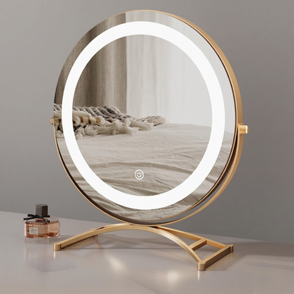 Elegant Touch | Lighted Makeup Mirror with 360° Rotation & Tri-Tone Lighting | Cordless Design for Versatile Grooming