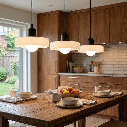 Triple Glass Hanging Light 39 in Wide Black Finish Adjustable Cable Kitchen Island Dining Table Ceiling Fixture Warm 3000K G9 Socket for Ope
