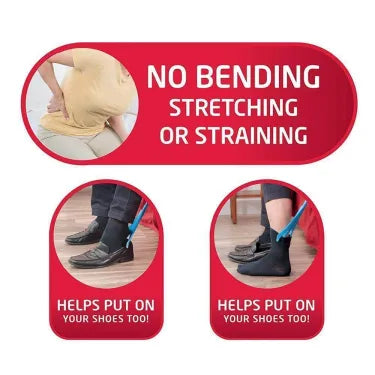 Assistive Sock Aid Tool with Extended Handle for Seniors, Pregnancy, Recovery & Limited Mobility | Fits All Hosiery Types | Foldable