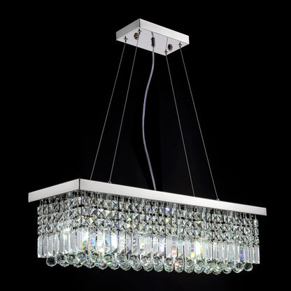Linear K9 Glass Drop Ceiling Light Fixture for Dining Room & Kitchen – Chrome Finish