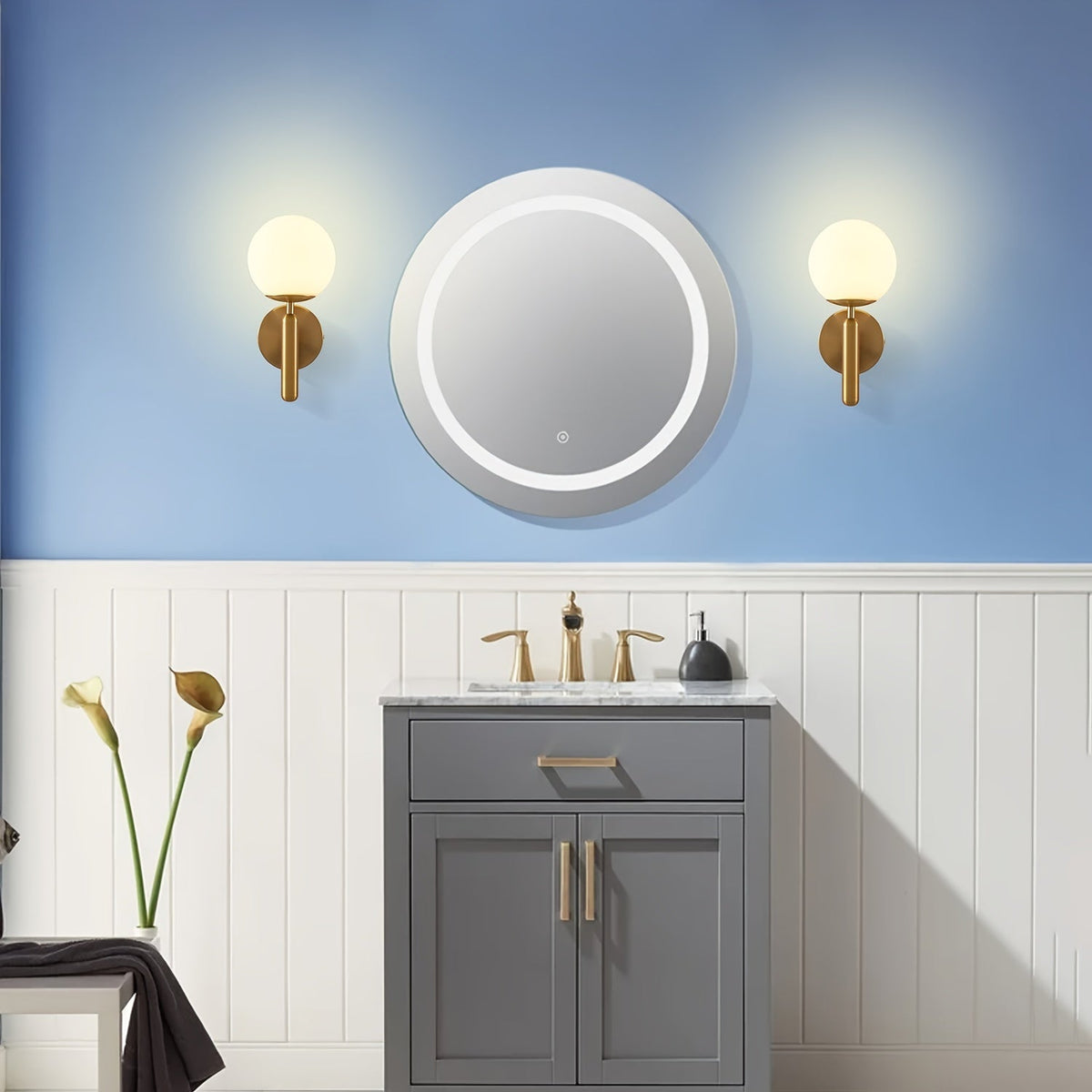 Semi-Flush Spherical Wall Light with Frosted Shade | Metal Sconce for Bedroom, Bathroom & Hallway | Hardwired G9 Socket 110V-240V | Modern