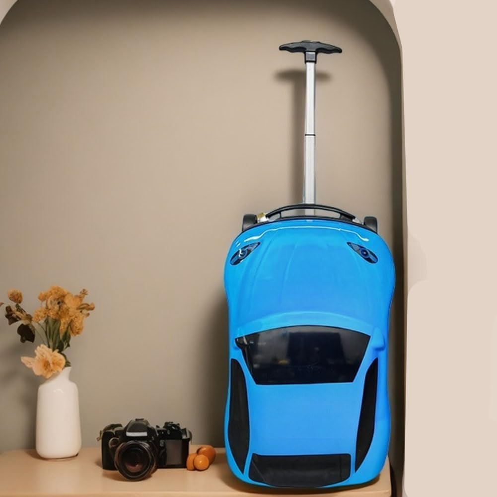 Compañero de aventuras | Maleta para niños con divertido diseño de coche y asa ajustable | Equipaje de ABS duradero para viajes fáciles