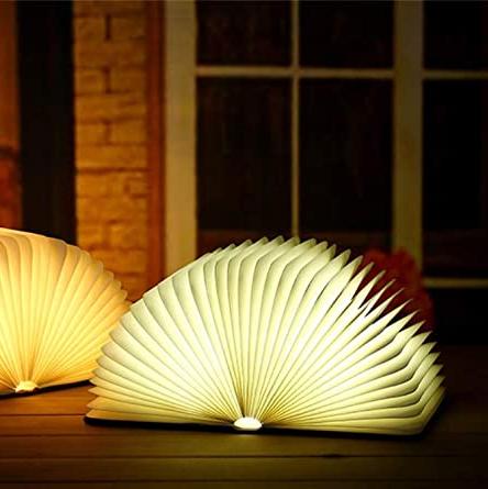 Rechargeable LED Book Light – Wooden Folding Accent Lamp for Reading Nook, Bedroom Nightstand & Home Decor