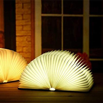 Rechargeable LED Book Light – Wooden Folding Accent Lamp for Reading Nook, Bedroom Nightstand & Home Decor