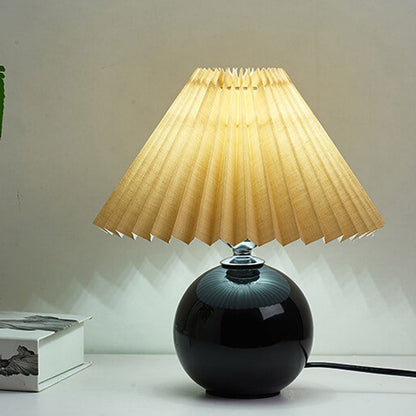Ceramic Accent Lamp with Fabric Shade 11x9.5 in E26 Socket for Nightstand Desk Study Room Reading Light Modern Home Decor