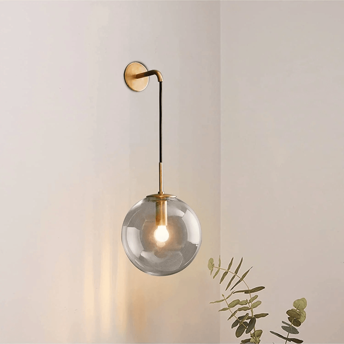 Glass Cylinder Wall Light Fixture Black or Gold Finish for Hallway Bedroom Living Room Entryway Contemporary Indoor Lighting