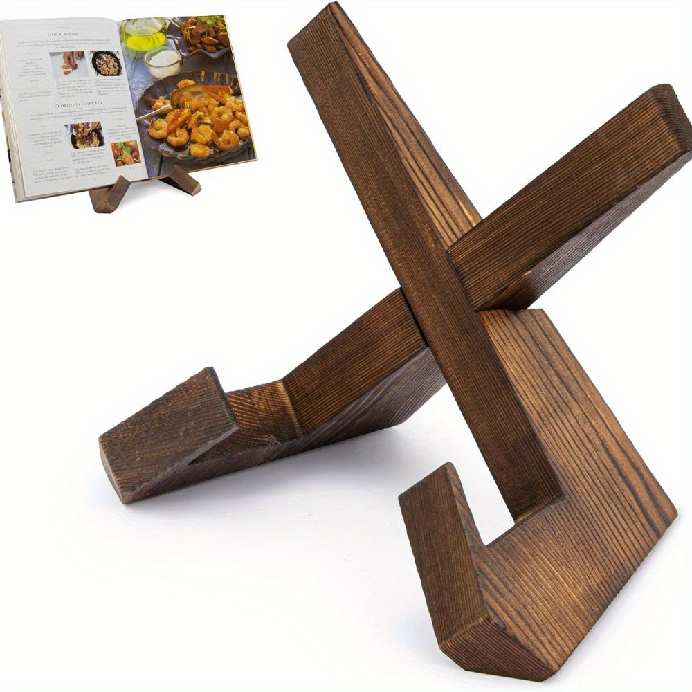 Soporte para libros de cocina Wesley: atril de madera ajustable, diseño rústico