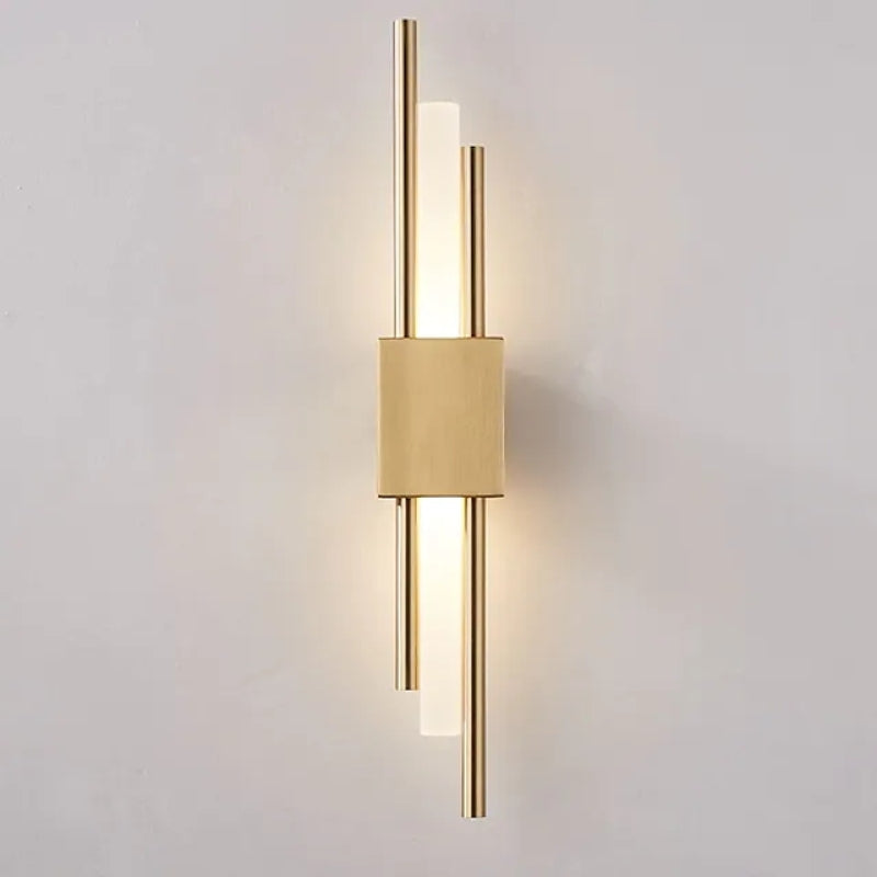 Modern Linear Wall Sconce with Marble Accents – Metal Construction, Warm LED Lighting for Bedroom & Living Room
