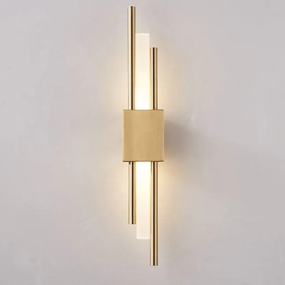 Modern Linear Wall Sconce with Marble Accents – Metal Construction, Warm LED Lighting for Bedroom & Living Room