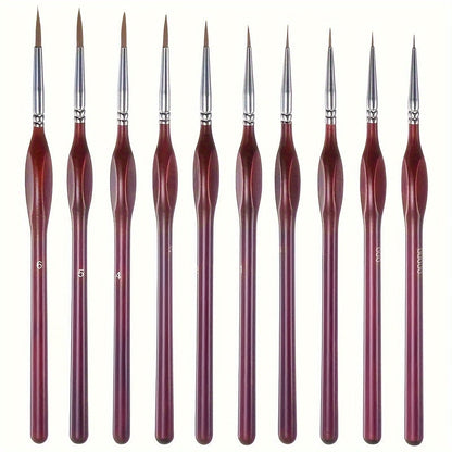 Precision Art Brushes for Scale Models 7.7 Inch Synthetic Bristle Set Wooden Handle Acrylic Oil Watercolor Craft Nail Art
