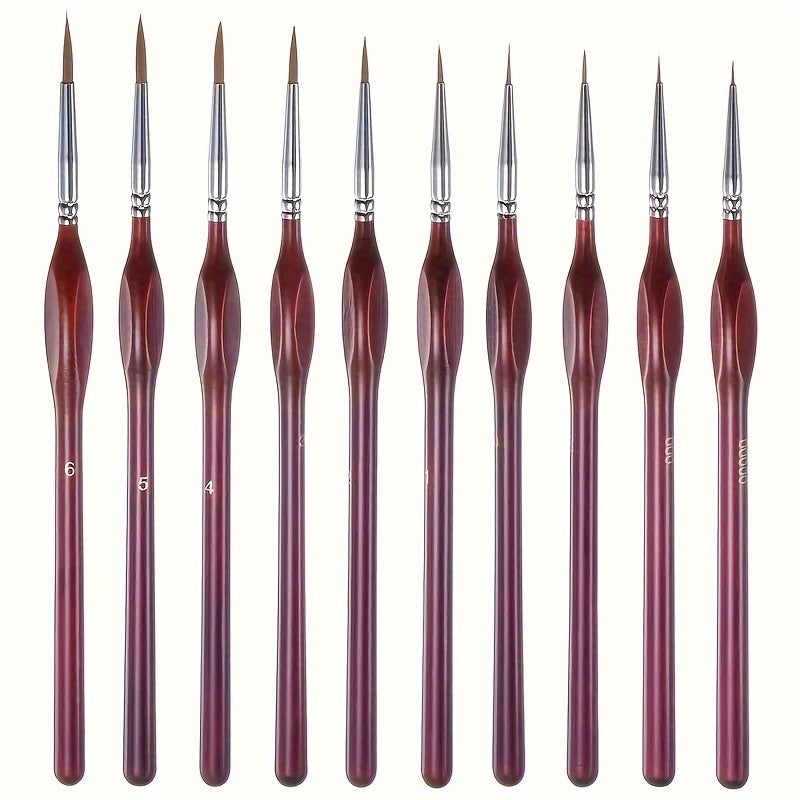 Precision Art Brushes for Scale Models 7.7 Inch Synthetic Bristle Set Wooden Handle Acrylic Oil Watercolor Craft Nail Art