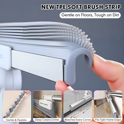 Dual-Action Floor Squeegee with Rubber Edge & Soft Bristles for Pet Hair Removal