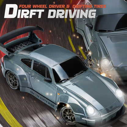 Mini Remote Control Drift Racer 4-Wheel Drive LED Glow Wheels 1:24 Scale Indoor Outdoor Track Racing Performance Car 2.4GHz Controller Recha