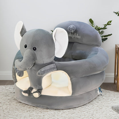 Infant Support Chair with Plush Animal Design for Early Sitting Practice, Soft Padded Nursery Seat for Baby Balance Development, Portable Wa