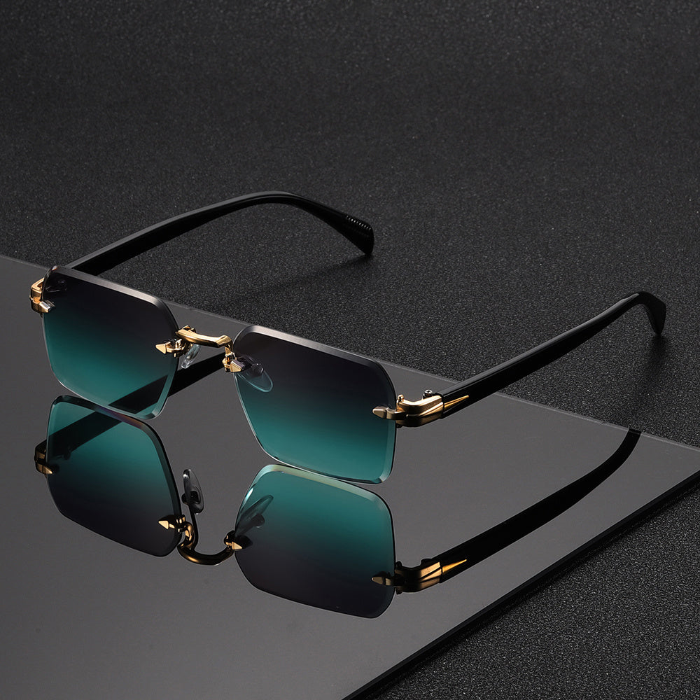 Rimless Square Frame Reading Glasses for Men – Lightweight Metal & Plastic Eyewear for Everyday Wear