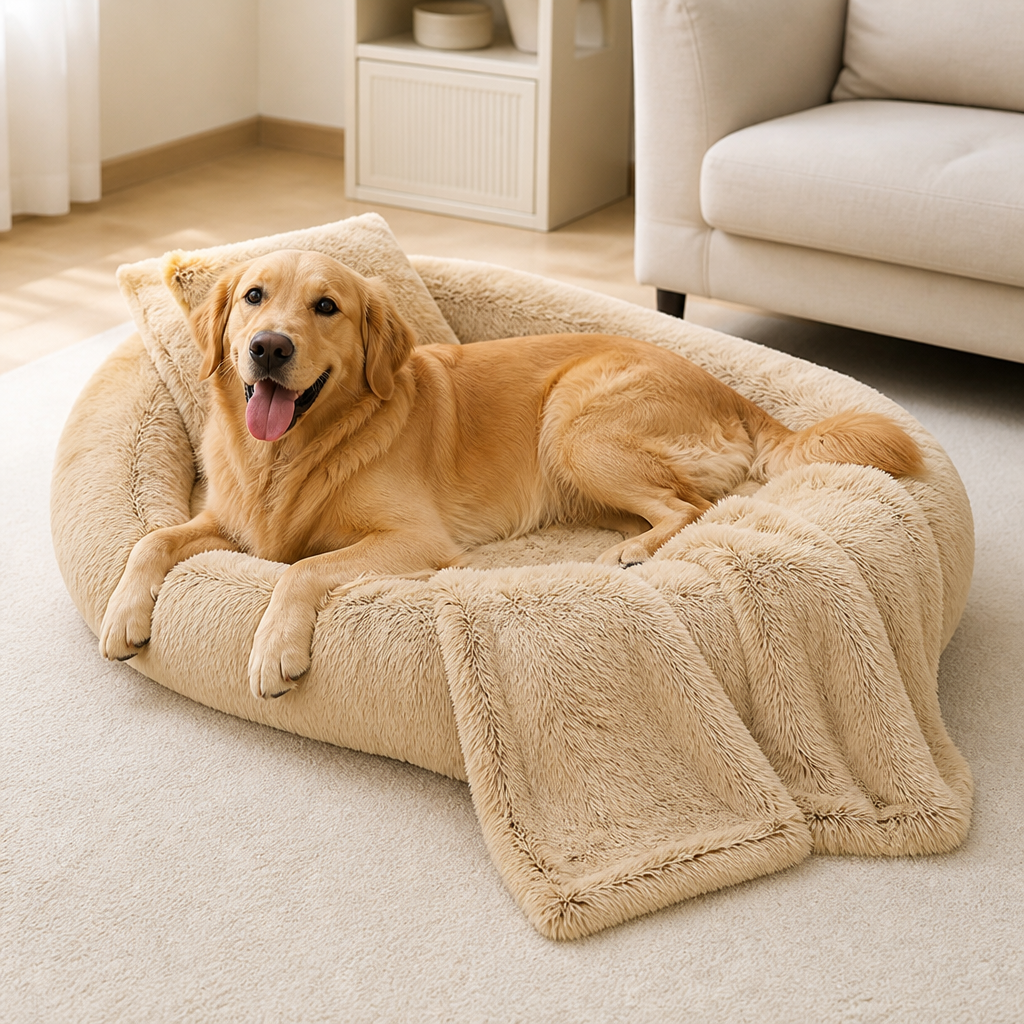 Cama ortopédica y lavable de piel sintética para humanos tipo perro Ortekor (funda desmontable)