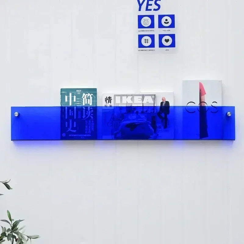 Vinyl Record Holder Wall Rack Magazine Organizer Shelf for Living Room Books Newspapers Home Office Storage Clear Acrylic Display Mount