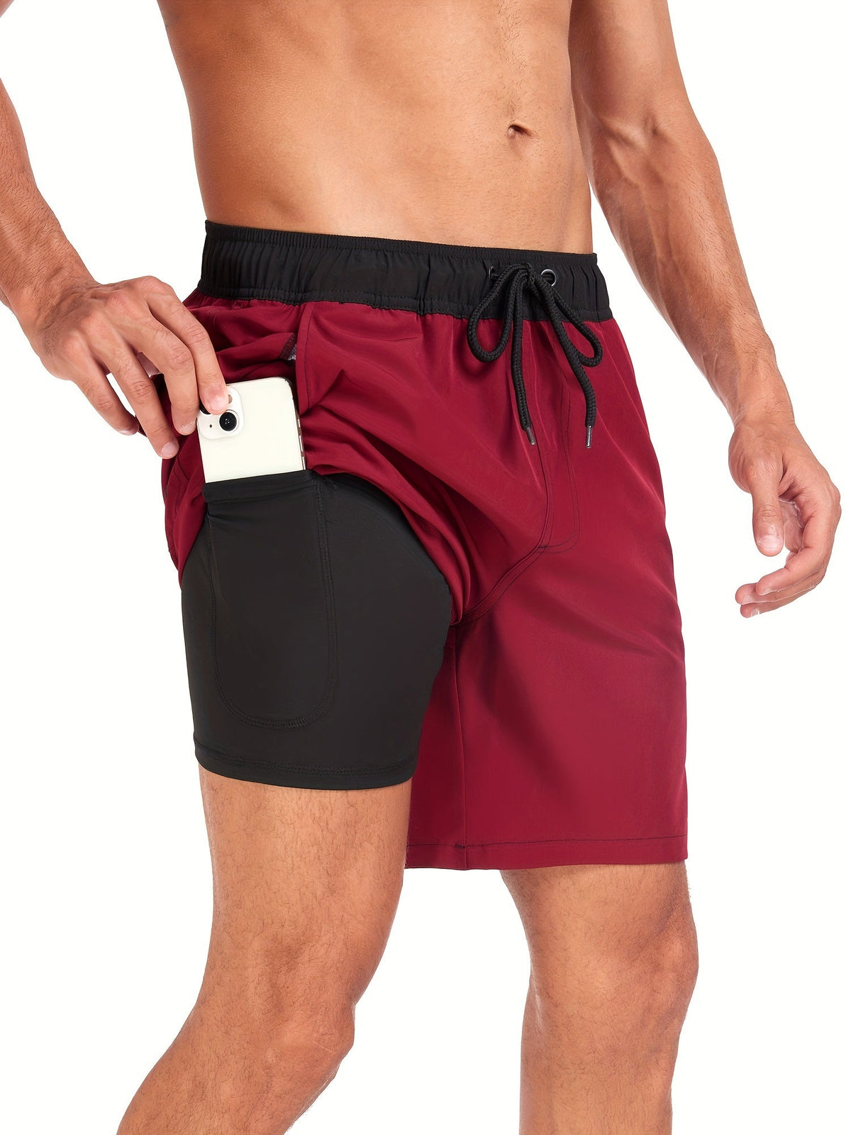 Men's Quick-Dry Swim Trunks with Phone Pocket | Stretch Board Shorts for Beach & Pool | Athletic Leisure Swimwear