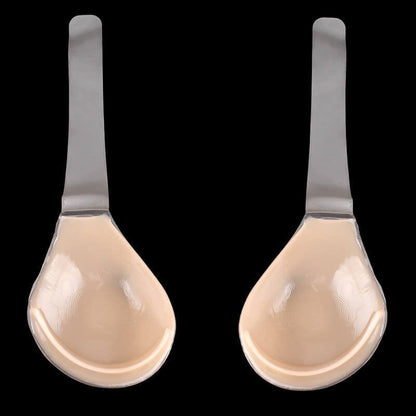 Adhesive Silicone Push-Up Cups with Clear Adjustable Straps for Backless, Strapless & Low-Cut Outfits, Wireless Stick-On Support for Women,